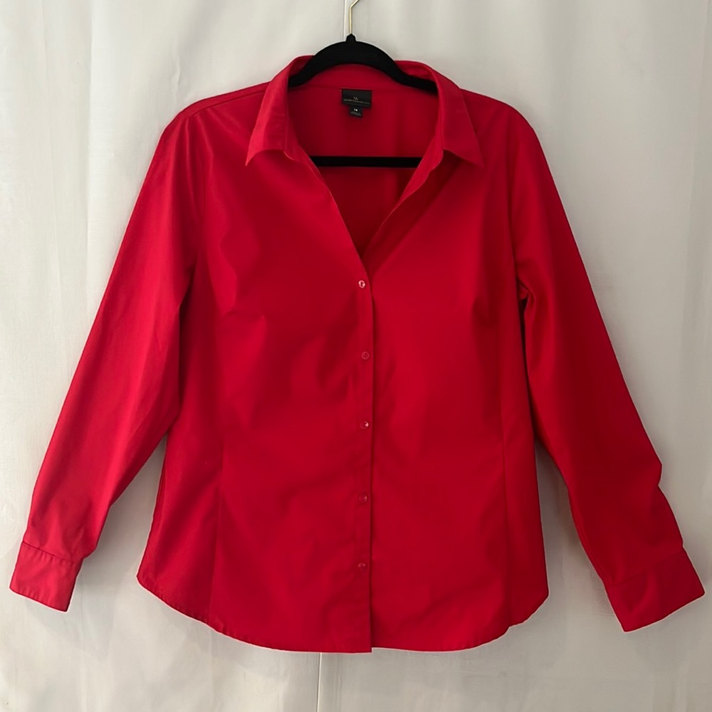 Worthington Red Button Down Blouse   (3 for $15)